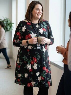 Old Navy Black Floral Long Sleeve Knit Dress Plus Size 1X